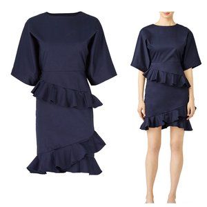 Fame And Partners Amelia Dress Ruffle Navy Blue 2